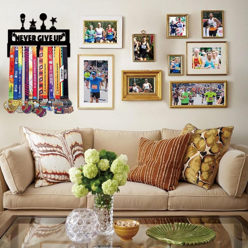 Resama Medal Hanger Holder Display Wall Rack Frame Shelf-Medal Hanger Awards Ribbon Soccer,Gymnastics,Holder Display Rack for 60 Medals - Image 2